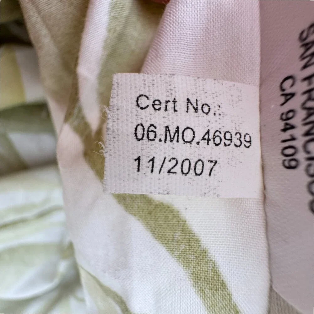 Pottery Barn Green Botanical Leaf Print Organic Cotton Duvet Cover Full/Queen